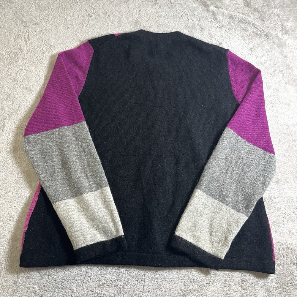 Charter Club Cashmere Sweater Cardigan Pink Grey Black Colorblock Size Large - Picture 6 of 7